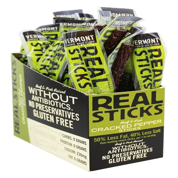Real Sticks Beef and Pork Cracked Pepper Stick 1 Ounce Count