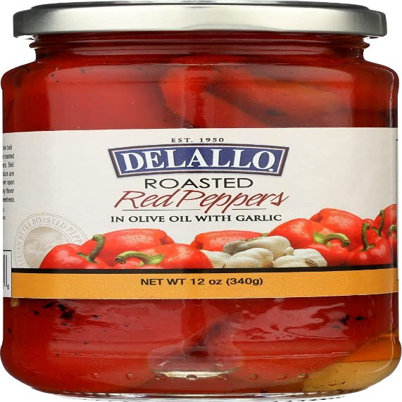 De Lallo Roasted Red Peppers With Garlic 48x 12Oz
