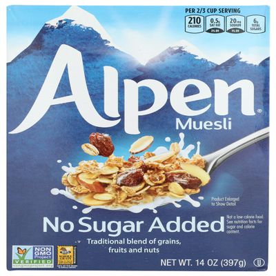 Alpen Cereal, No Sugar Added, 14 Ounce