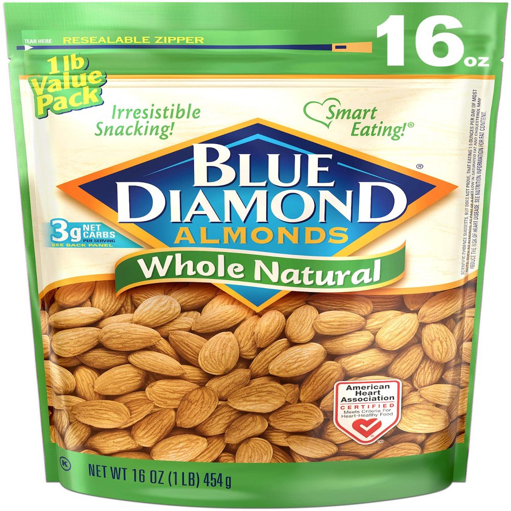 Blue Diamond Gluten Free Almonds, Whole Natural, 16 Ounce
