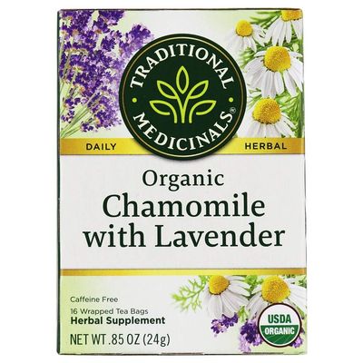 Traditional Medicinals Chamomile with Lavender Herbal Tea Organic, 16 CT