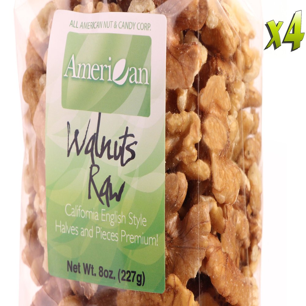 (Four) 8oz Gourmet Style Bags of Raw Californian Premium Walnuts [32oz. / 2 lbs.]