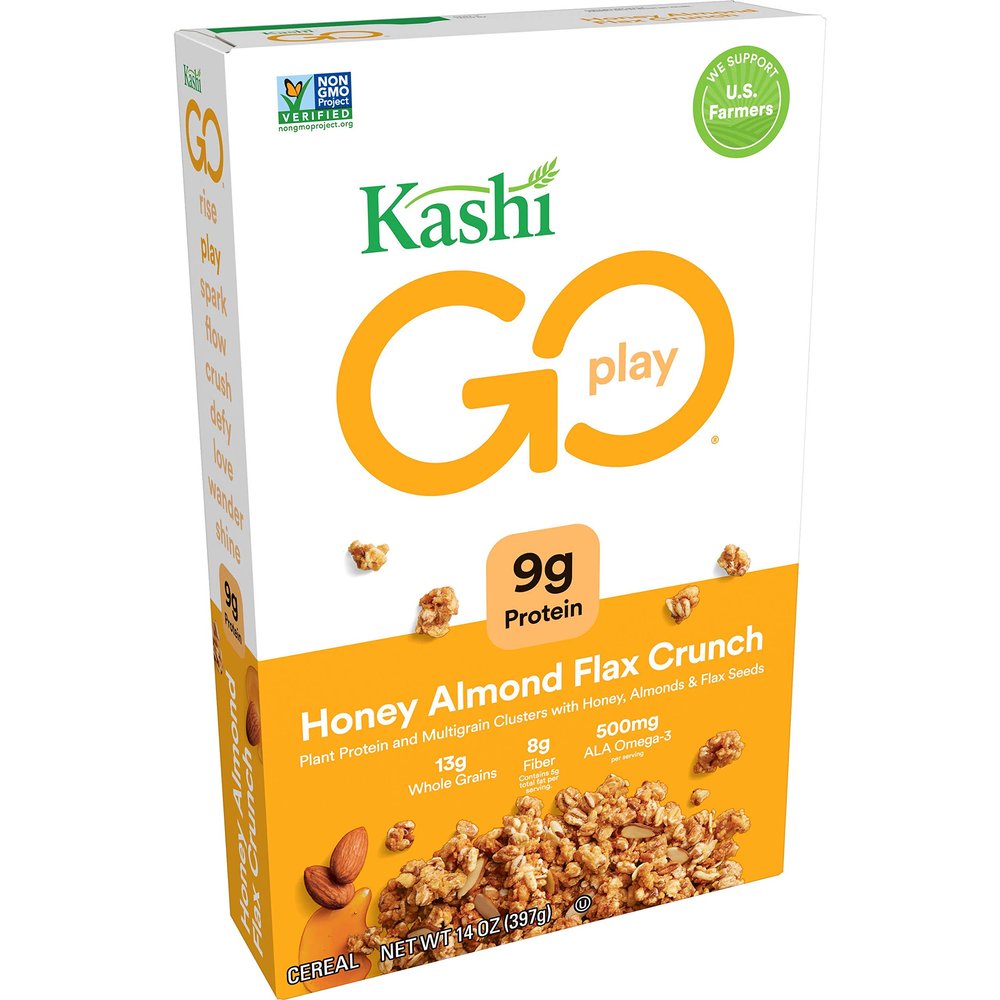 Kashi GO, Breakfast Cereal, Honey Almond Flax Crunch, Excellent Source of Fiber, 14oz Box