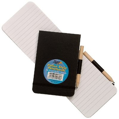 12 x Police Style Notebook with Pencil Ruled Reporters Black Small Pocket Referees