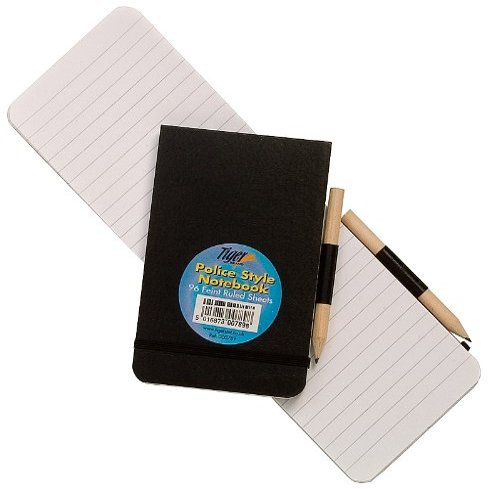 12 x Police Style Notebook with Pencil Ruled Reporters Black Small Pocket Referees