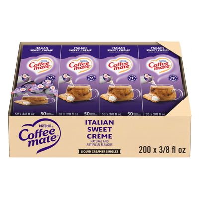 Nestle Coffee mate Coffee Creamer, Italian Sweet Creme, Liquid Creamer Singles, Non Dairy, No Refrigeration, 0.375 fl oz Tubs (Pack of 200)