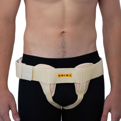 URIEL Double Sided Hernia Belts for Men - Inguinal Hernia Belt for Men, Pre and Post Surgery Truss, Size Large, Cream (39.8-44.5 Inches)