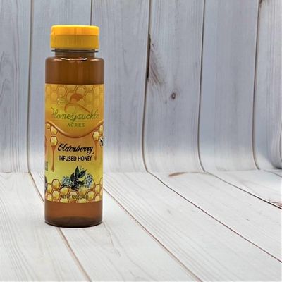 Elderberry Honey - Organically Flavored Raw Honey - Squeeze Bottle (Net Wt 12 oz) - NEW Size