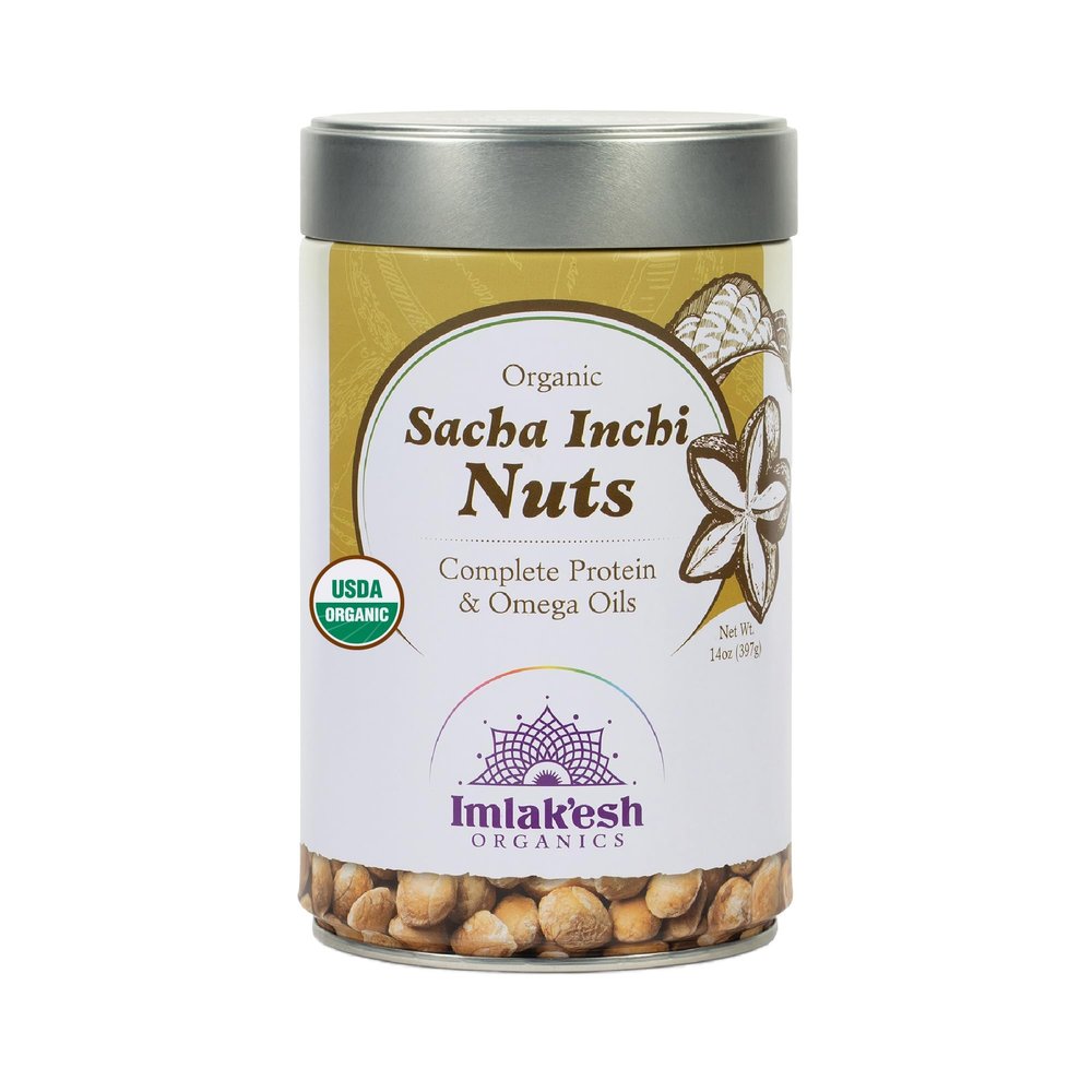 Imlakesh Organics Sacha Inchi Nuts - High Protein Superfood Nuts, 0 Net Carbs, Paleo and Keto Snack, Gluten-Free, Vegan (14oz Metal Jar)