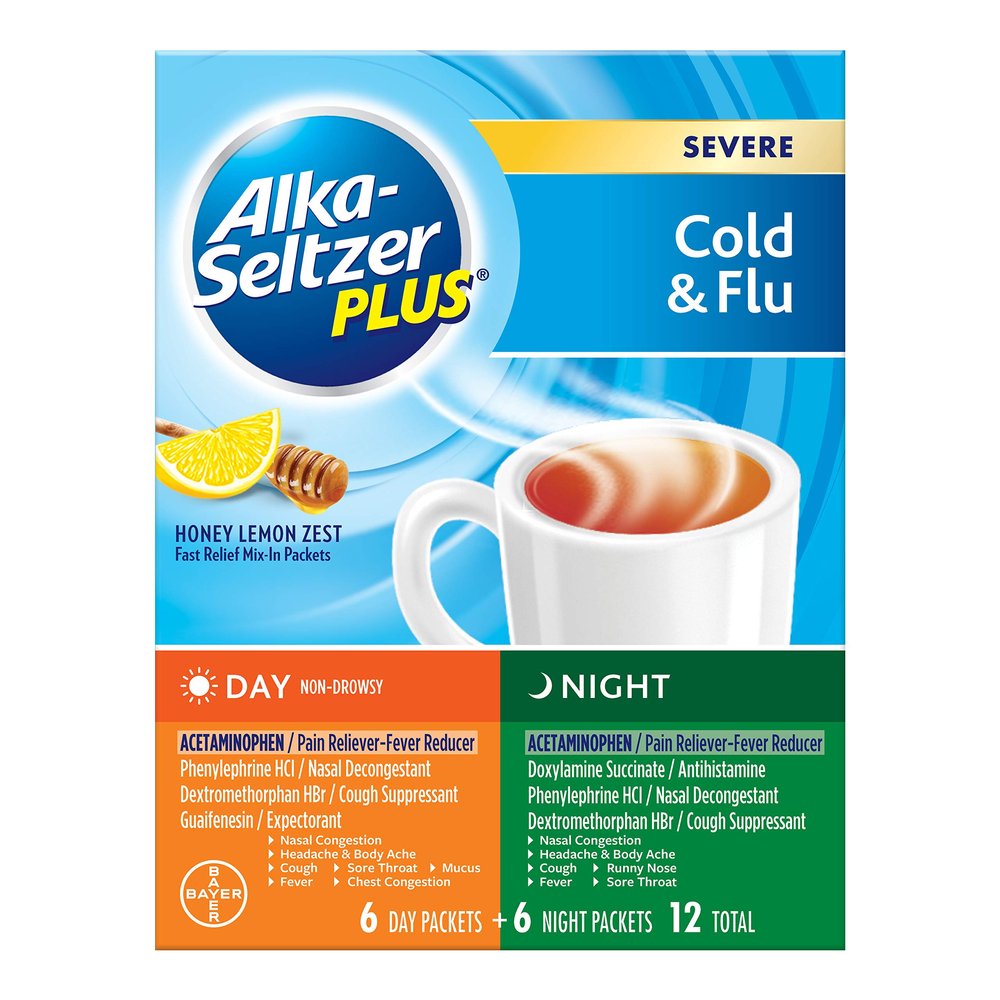 Alka-Seltzer Plus Severe Cold and Flu Day/Night Powder, 12 Count
