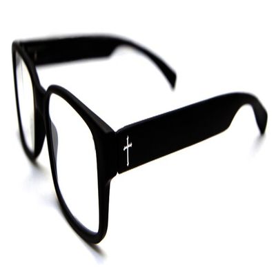 Disciple Shades Men's David Reading Glasses Black with silver cross-45mm Lens Width, 2x