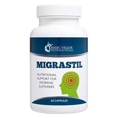 Basic Vigor Migrastil Migraine Support Capsules. Feverfew, Magnesium, Taurine & Vitamin B1 for Migraines Natural Supplement. Made in The USA. Vegan and Gluten Free.