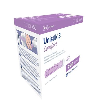 Owen Mumford Unistik 3 Safety Lancets (28G), 50 Count