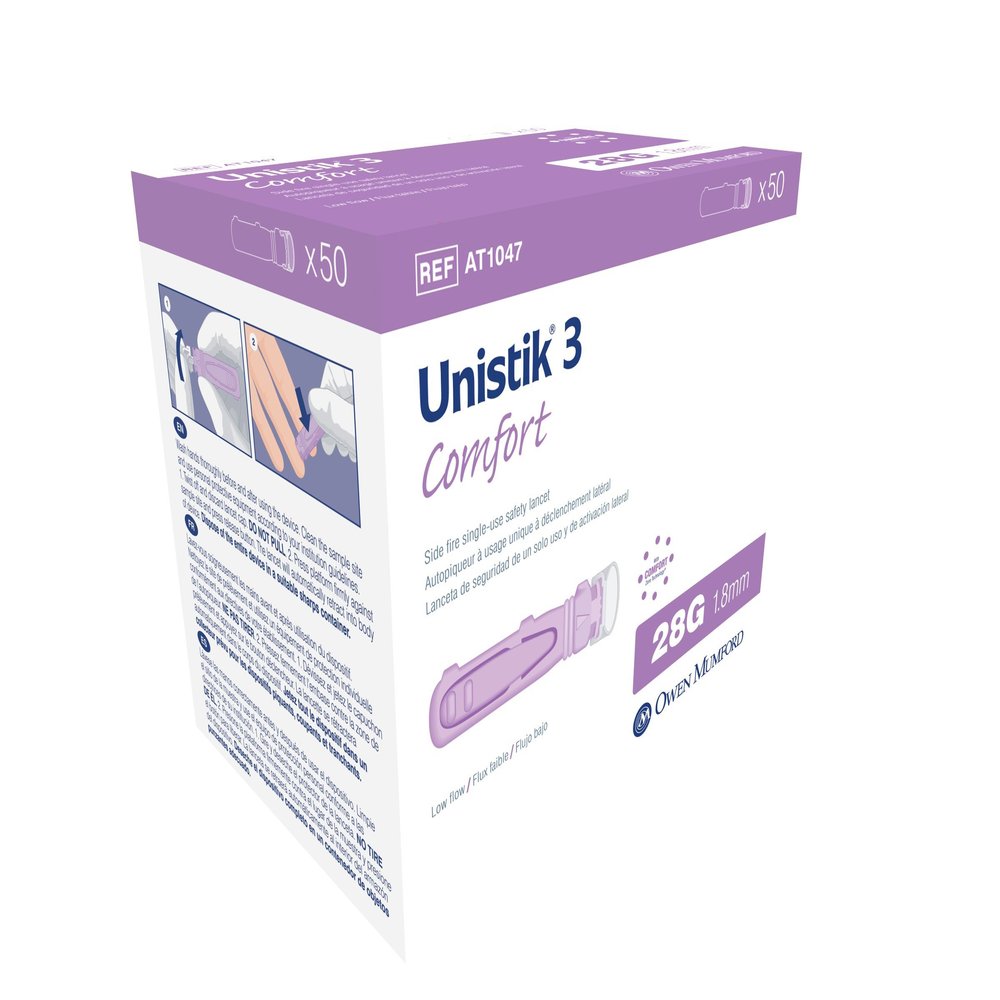 Owen Mumford Unistik 3 Safety Lancets (28G), 50 Count