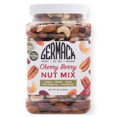 Germack - Cherry Berry Nut Mix - Cashews, Dried Cranberries, Michigan Dried Cherries, Almonds, and Pecans - Unroasted and Unsalted (30oz Jar)