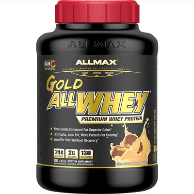 ALLMAX Gold ALLWHEY, Chocolate Peanut Butter - 5 lb - 24 Grams of Protein Per Scoop - Gluten Free, Low Carb & Low Sugar - Approx. 71 Servings