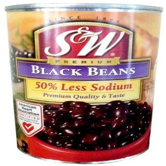S&W Premium BLACK BEANS 50% LESS SODIUM 15oz (12 Pack)