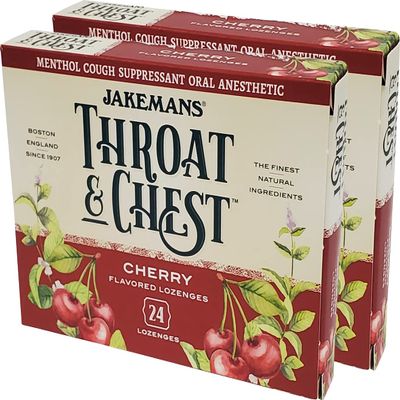 Jakemans Throat and Chest Lozenges - Cherry - 24 Pack (Pack of 2)