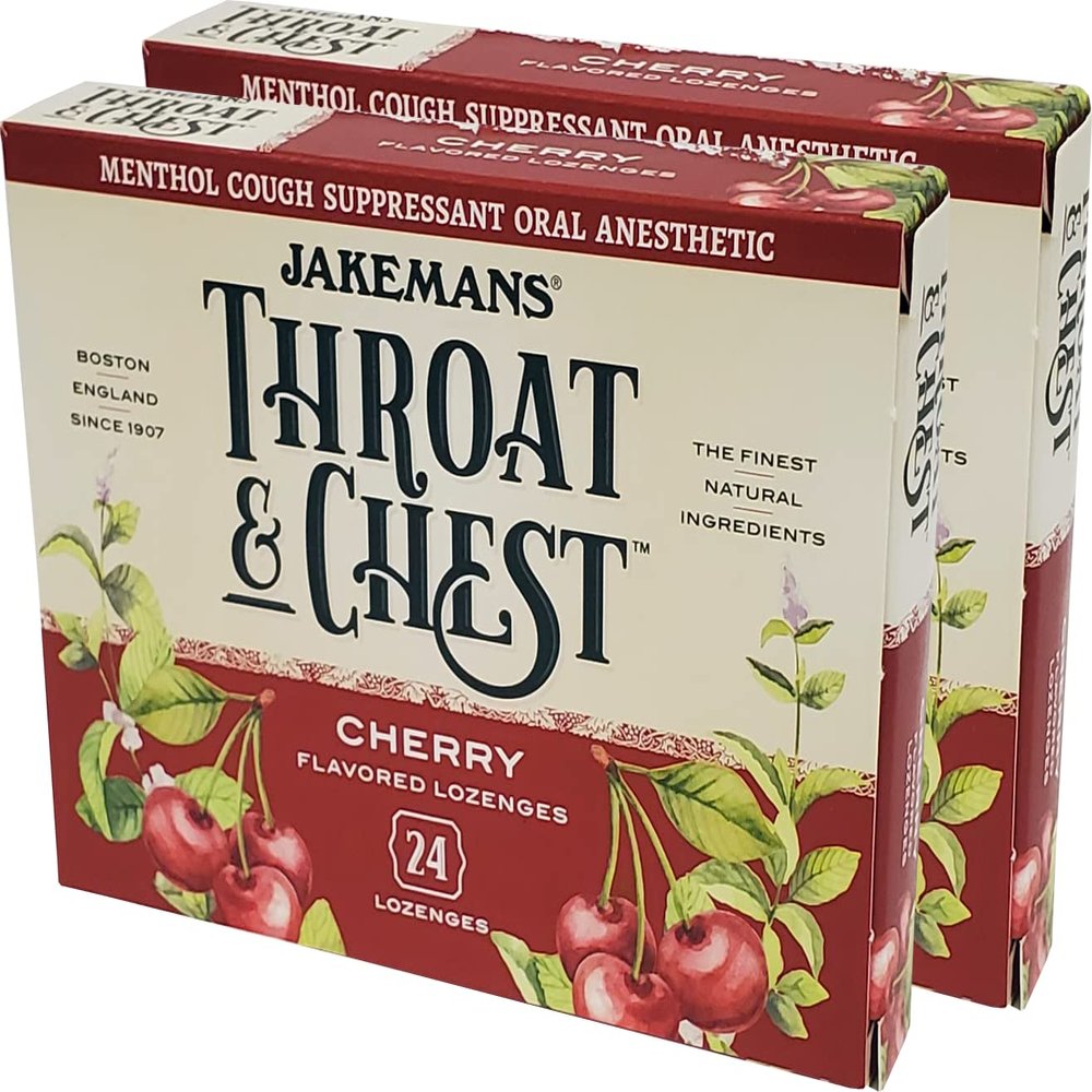 Jakemans Throat and Chest Lozenges - Cherry - 24 Pack (Pack of 2)