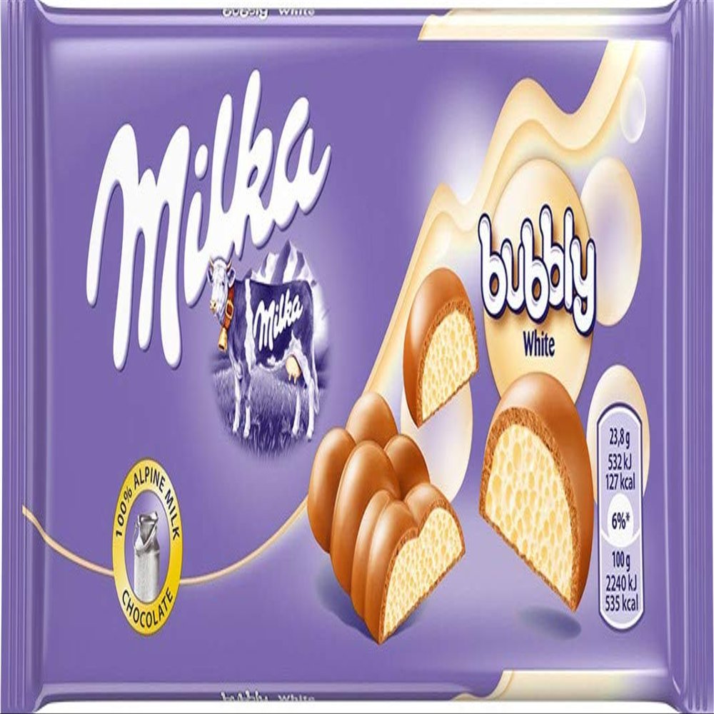 Milka Bubbly Milk & White Chocolate Bar 95g (Pack of 10)