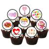 24 Pink Edible Flower Mothers Day Cupcake Toppers, Elegant Wafer Card Cake Decor for Women, Happy Mothers Day Decorations, Flower Cookie Decorations For Women, 4cm / 1.5 inch view 1