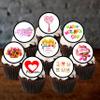 24 Pink Edible Flower Mothers Day Cupcake Toppers, Elegant Wafer Card Cake Decor for Women, Happy Mothers Day Decorations, Flower Cookie Decorations For Women, 4cm / 1.5 inch view 4