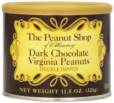 The Peanut Shop of Williamsburg Dark Chocolate Virginia Peanuts, 11 Ounce (Pack of 12)
