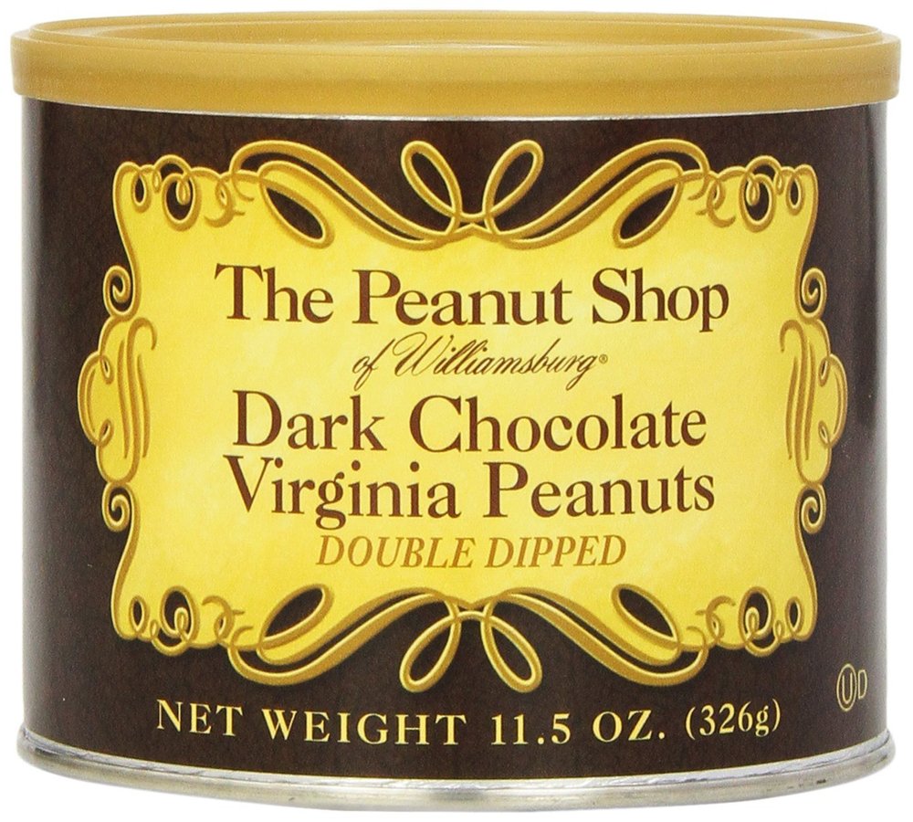 The Peanut Shop of Williamsburg Dark Chocolate Virginia Peanuts, 11 Ounce (Pack of 12)
