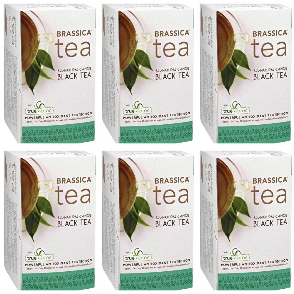 Brassica Tea Black Tea with truebroc, Case of 6 Boxes (16 Tea Bags Per Box)