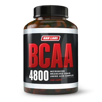 NAR LABS BCAA 4800 | Micronized Branched Chain Amino Acids | Muscle Building & Recovery | 2,400 per Serving | 80 Servings | 240 Capsules