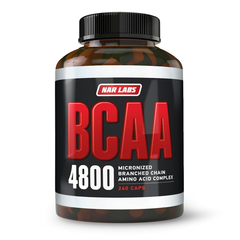 NAR LABS BCAA 4800 | Micronized Branched Chain Amino Acids | Muscle Building & Recovery | 2,400 per Serving | 80 Servings | 240 Capsules