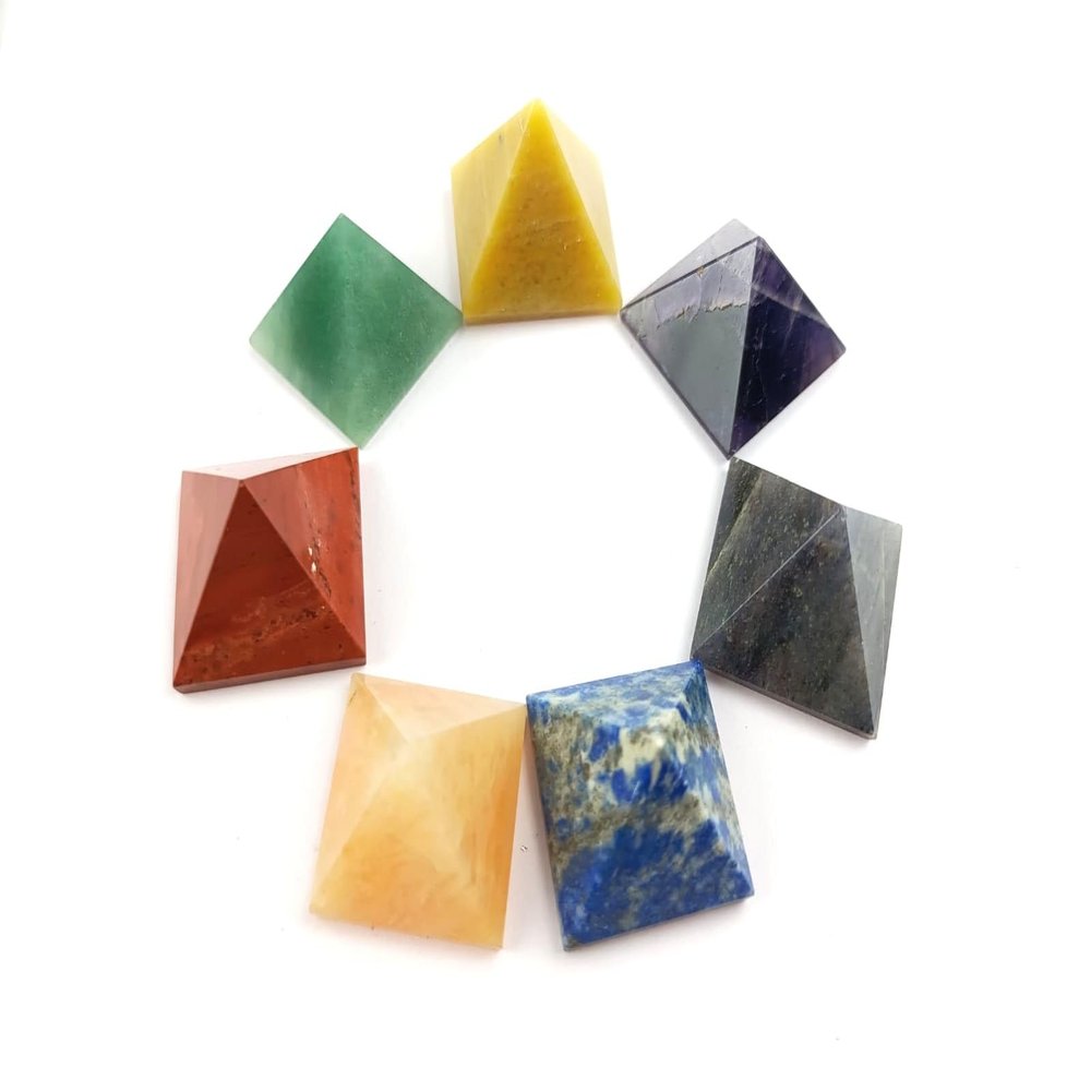 Jet Mini Pyramid Gemstone Healing Set Vastu Reiki Chakra Balancing Good Luck Massage Pouch Prosperity Divine Chakra Balancing