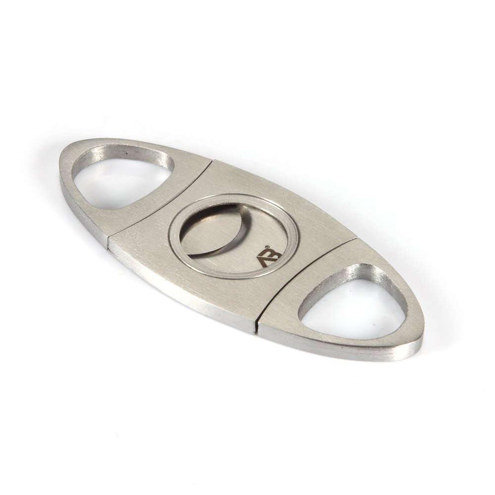 Alaska Bear Cigar Cutter Stainless Steel Guillotine Double Cut Blade in Black Gift Pouch