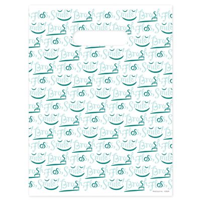 Brush Floss Smile Script Dental Giveaway Bags, 9" x 12", 100 Pack