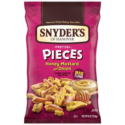Snyder's of Hanover Pretzel Pieces, Honey Mustard and Onion, 8 oz (Pack of 6)
