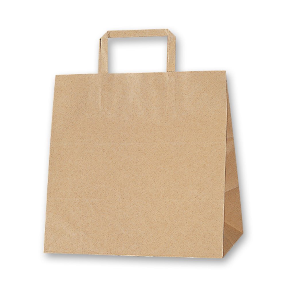 (Shimojima) Heiko H25CB E Paper Bags, Flat Handles, Unbleached, Craft, 10.2 x 6.3 x 10.2 inches (26 x 16 x 26 cm), 50 Sheets