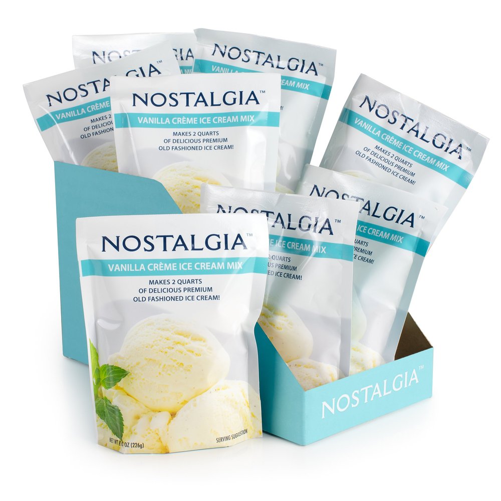 Nostalgia ICP825VAN8PK Premium Vanilla Creme Ice Cream Mix, 8 oz) Pack, Makes 16 quart Total