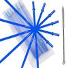 10.5 Inch, Set of 6 Blue Replacement Acrylic Straws and 1 Nylon Straw Cleaning Brush for 16oz, 20oz, 24oz Tumblers... (Blue, 10.5) view 1