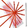 10.5 Inch, Set of 6 Red Replacement Acrylic Straws and 1 Nylon Straw Cleaning Brush for 16oz, 20oz, 24oz Tumblers. (Red, 10.5) view 1