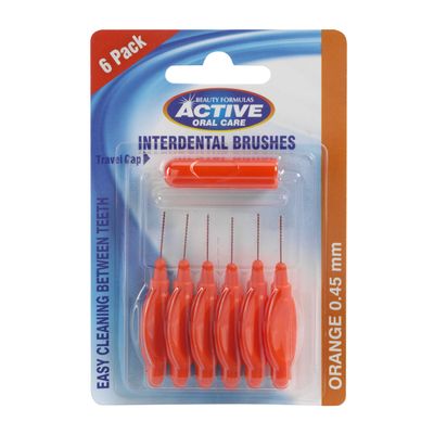 Beauty Formulas Interdental Brush with Travel Cap, 0.45 mm