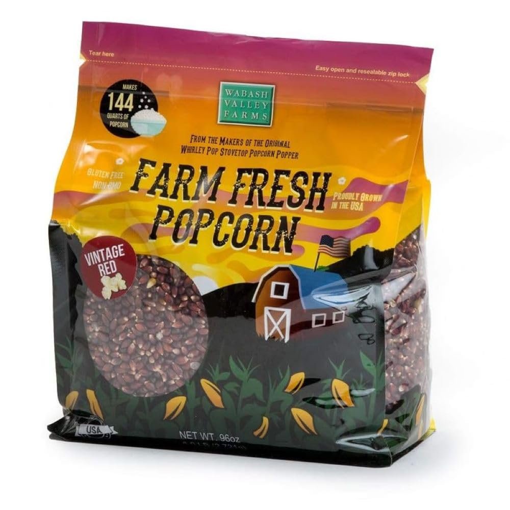 Wabash Valley Farms Popcorn Kernels - Vintage Red Kernels, Red Popcorn Kernels, Gourmet Popcorn Kernels for Popcorn Maker, Red Corn Kernels for Popping, Non-GMO Popping Corn (6 lbs)