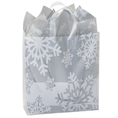 VOGUE Snowflake Flurry Plastic BagsMINI-PK 4 mil HD Plastic 16x6x12" 4 unit, 25 pack per unit.