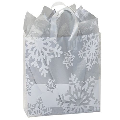 VOGUE Snowflake Flurry Plastic BagsMINI-PK 4 mil HD Plastic 16x6x12" 4 unit, 25 pack per unit.
