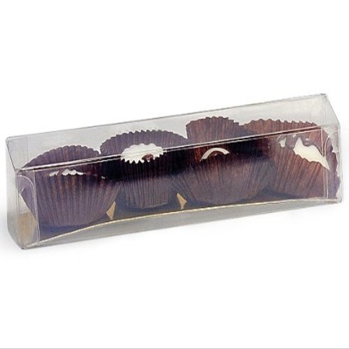 2 pc SMALL Clear Truffle Boxesw/GOLD Bottom 6-1/16x1-1/4x1-1/8" (2 unit, 25 pack per unit.)