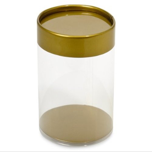 2 Pc. SMALL ROUND GOLD ContainersPET 3" dia.x 3" H Gold Lid and Base (5 unit, 6 pack per unit.)
