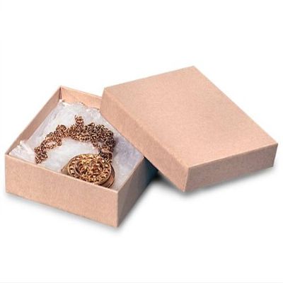 3-1/2x3-1/2x7/8" BROWN KRAFTJewelry Boxes w/Non-Tarnish Cotton (1 unit, 100 pack per unit.)