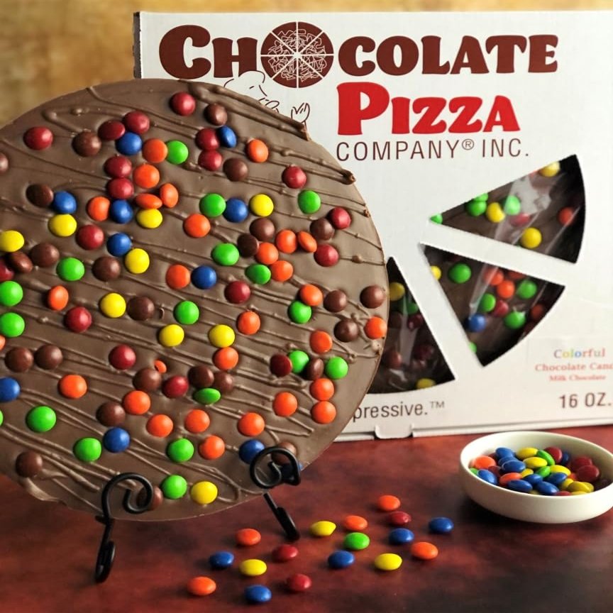 Chocolate Pizza (16 oz, 10") - candy topped, made in USA