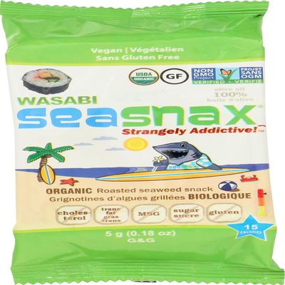 Seasnax Grab & Go Seaweed Snacks Wasabi 0.18 Oz (Pack of 24) - Pack Of 24