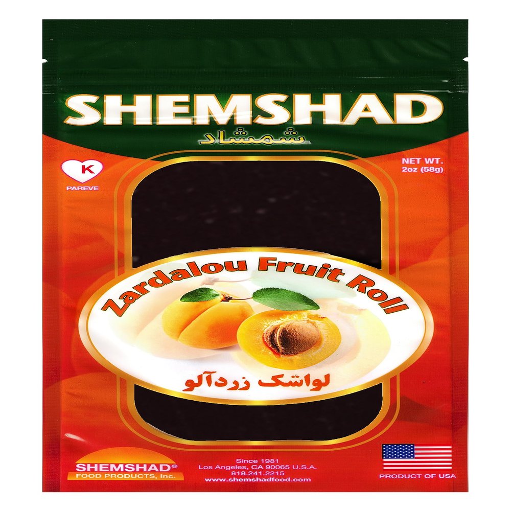 Shemshad Lavashak Apricot Authentic Persian Style Fruit Leather Sour and Salty Fruit Layer Made in USA Certified Kosher 2oz  