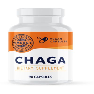 Vimergy Chaga Capsules  Superfood Cellular Support*  Cardiovascular Health Benefits*  Kosher, Vegan, Gluten-Free  90 Capsules
